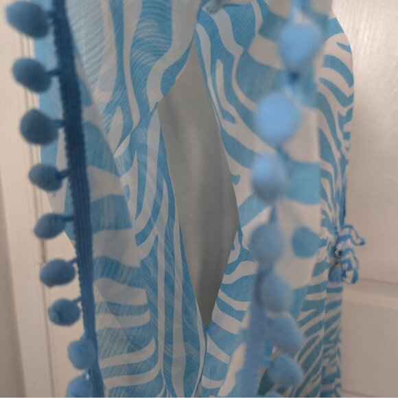 Bleu Rob Beattie Cover Up Womens Size Large Blue Zebra Print Lightweight Caftan - Picture 6 of 10